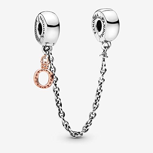 Crown O sterling silver and 14k Rose Gold-plated safety chain with silicone grip