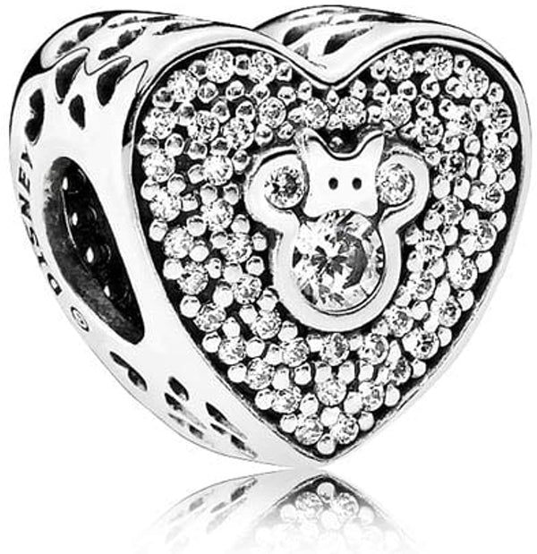 Disney, Mickey & Minnie Sparkling Heart Charm