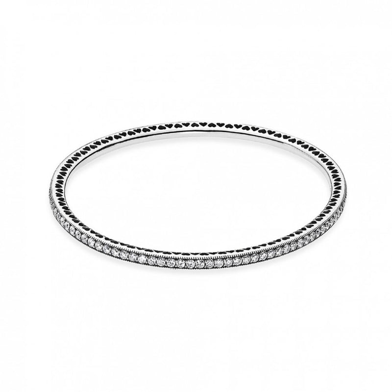 Silver bangle with cubic zirconia
