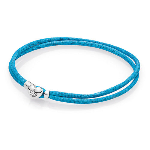 Silver double fabric cord bracelet, turquoise