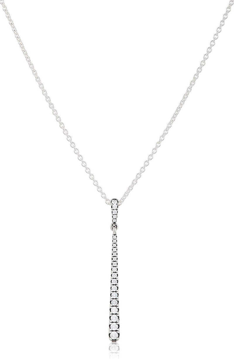 Silver pendant with clear cubic zirconia and necklace
