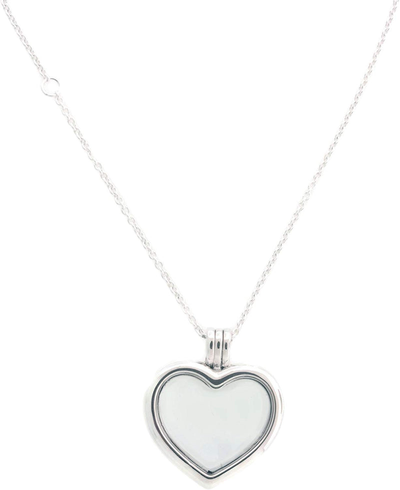 PANDORA floating heart locket silver pendant and necklace