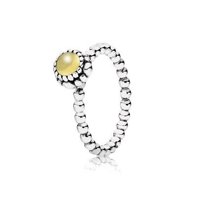 Silver ring, birthstone-November, citrine