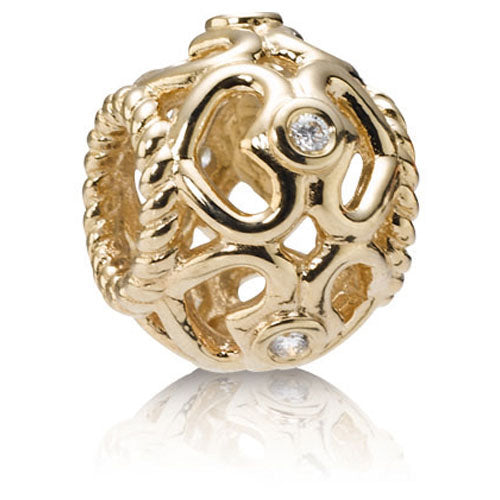 Openwork hearts gold charm, 0.05ct TW h/vs diamonds