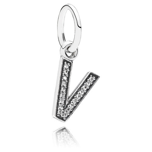 Letter V Silver Dangle