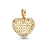Heart 14k Gold Plated  pendant with clear cubic zirconia