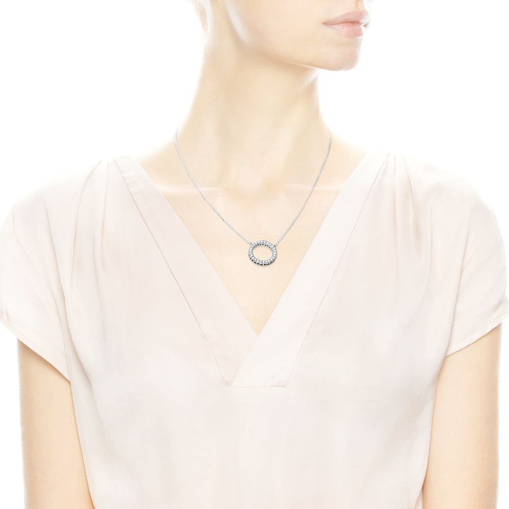 PANDORA logo reversible silver collier with clear cubic zirconia