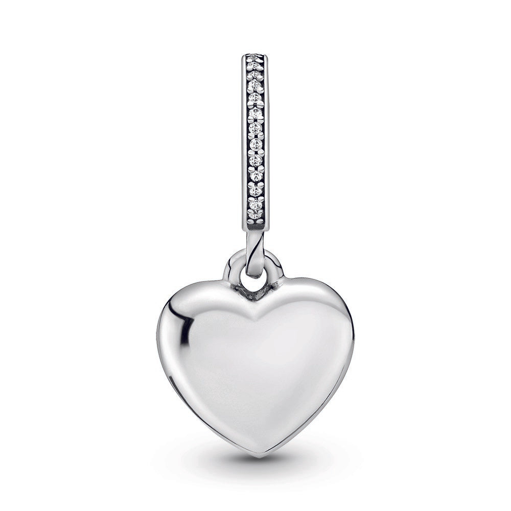 Heart silver dangle with clear cubic zirconia