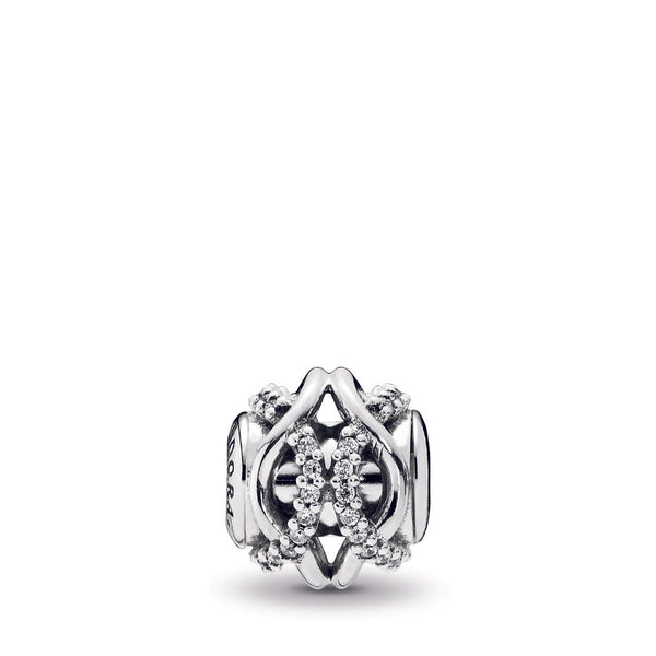 CARING ESSENCE COLLECTION openwork charm in silver with clear cubic zirconia