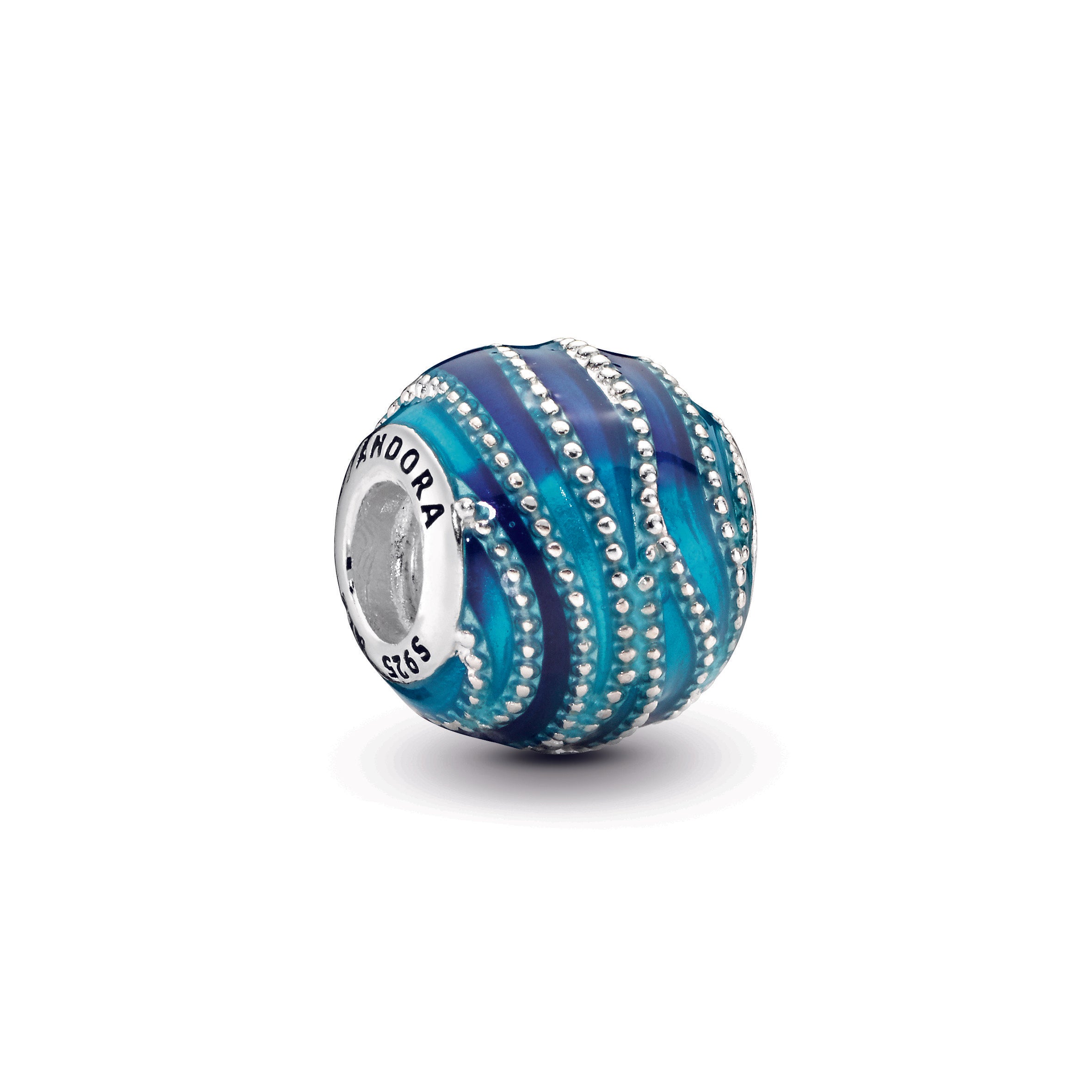 Water silver charm with mixed blue enamel colours