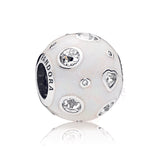 Silver charm with silver enamel and clear cubic zirconia