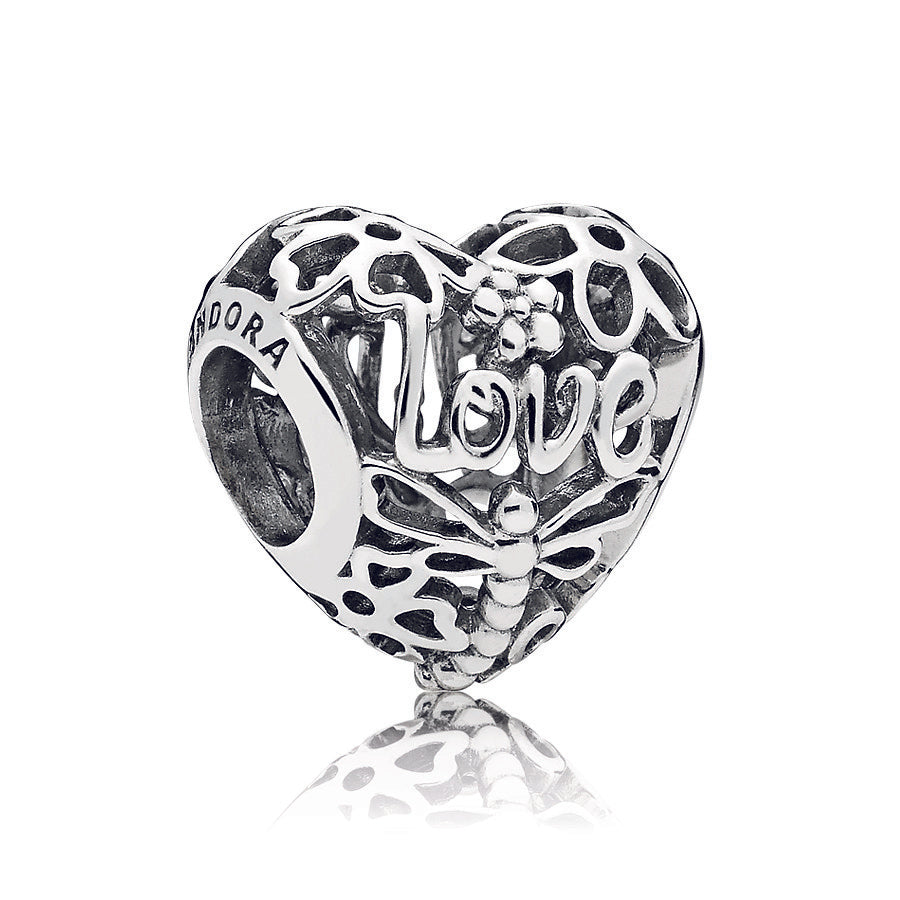 Love Life heart silver charm