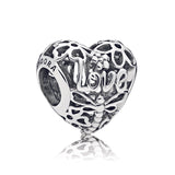 Love Life heart silver charm
