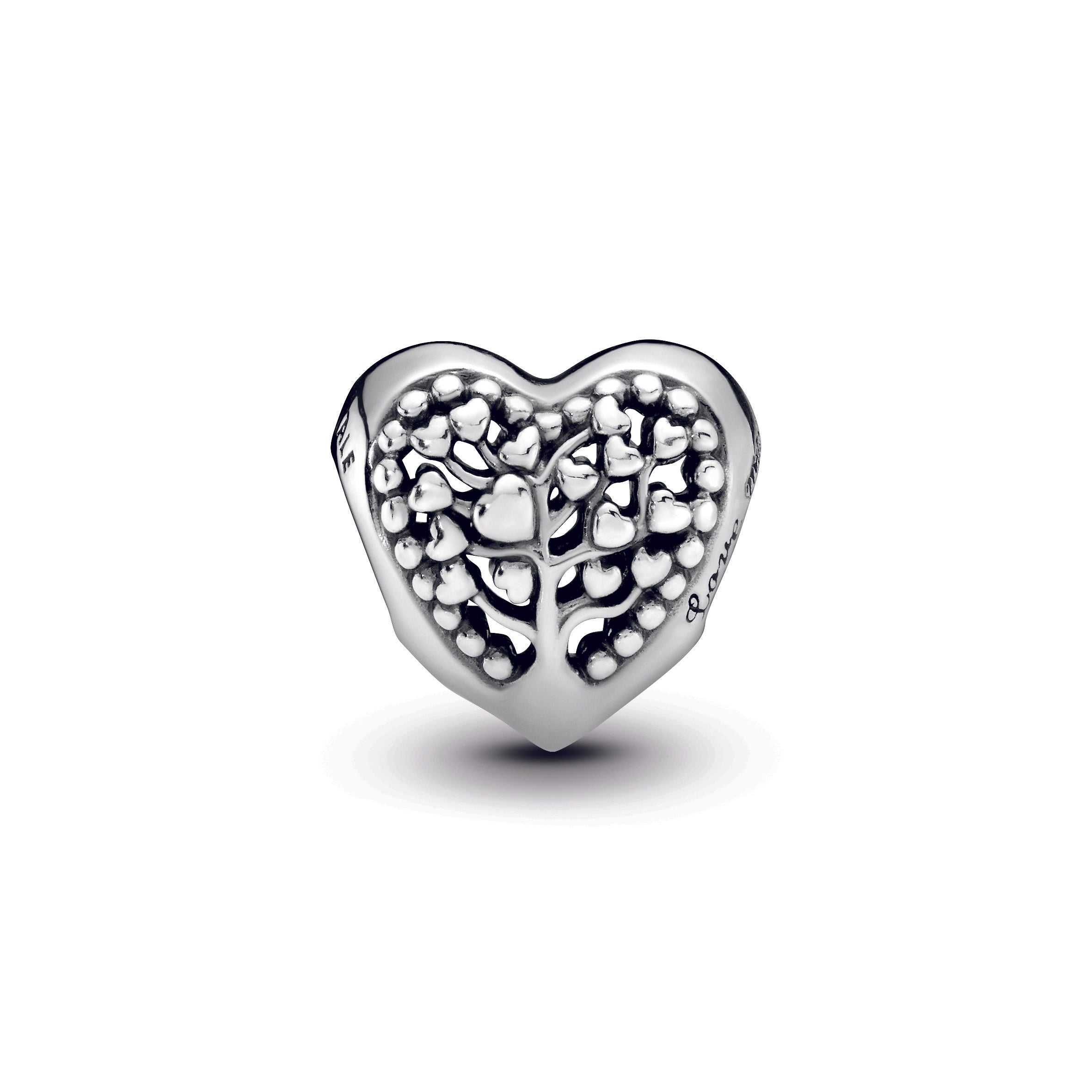 Tree of love heart silver charm