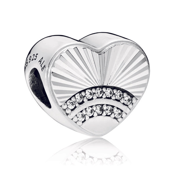 Heart silver charm with clear cubic zirconia