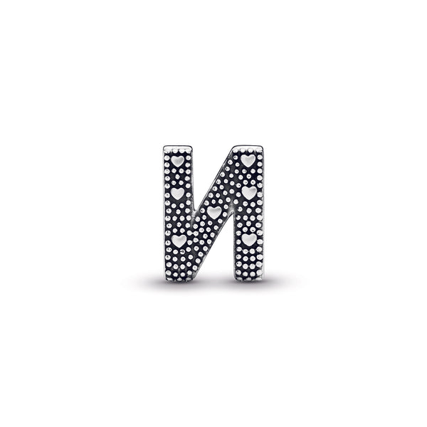 Letter N silver charm