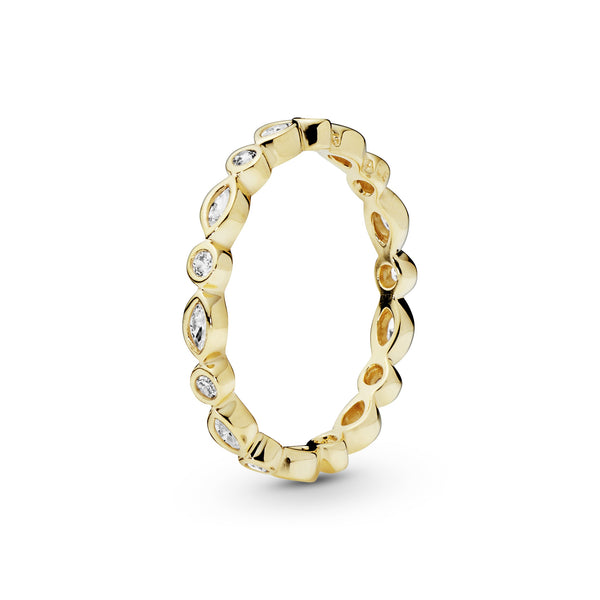 Round and oval eternity ring in 14k with clear cubic zirconia