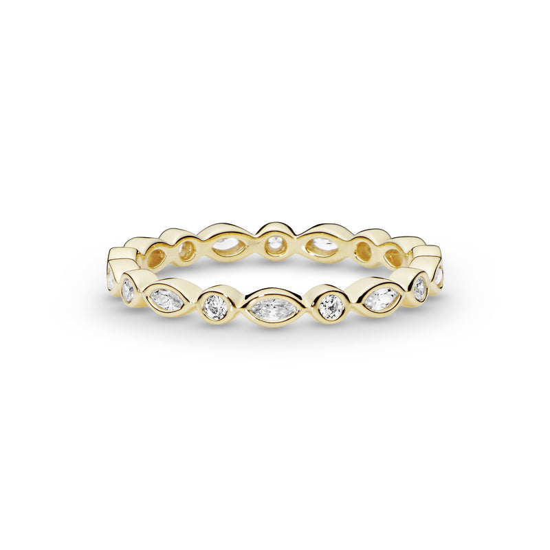 Round and oval eternity ring in 14k with clear cubic zirconia