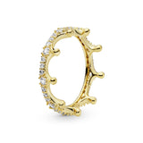 Crown 14k Gold Plated  ring with clear cubic zirconia