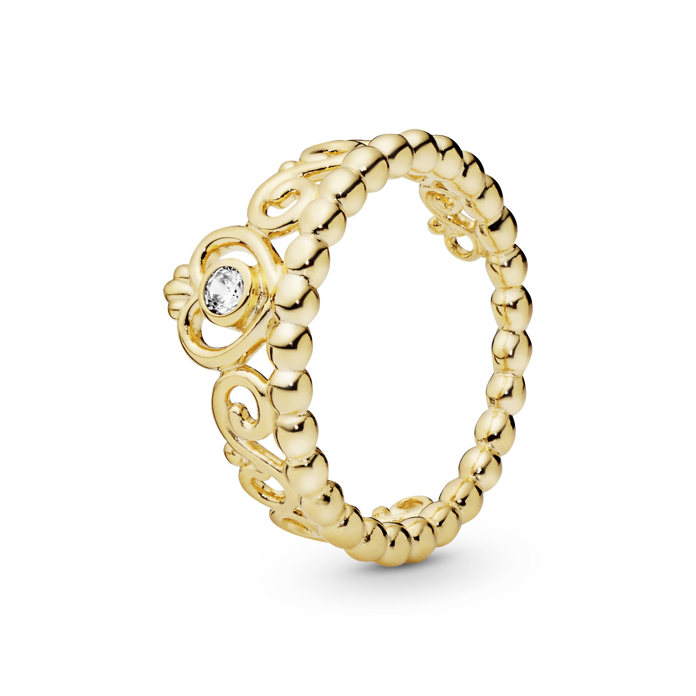 14k Gold Plated tiara ring with clear cubic zirconia