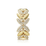 Chained seeds 14k Gold Plated  ring with clear cubic zirconia