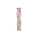Braided 14k Rose Gold-plated ring with clear cubic zirconia
