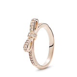 Bow 14k Rose Gold-plated ring with cubic zirconia