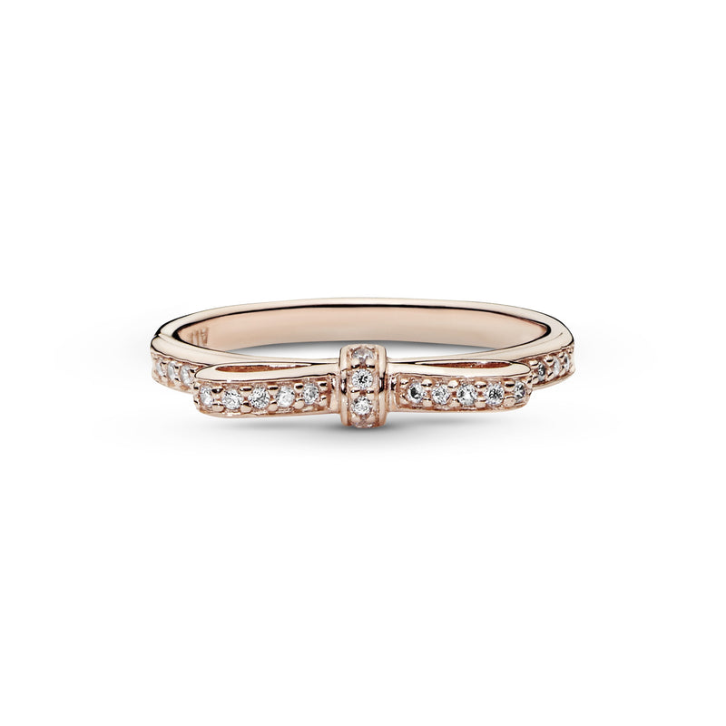 Bow 14k Rose Gold-plated ring with cubic zirconia