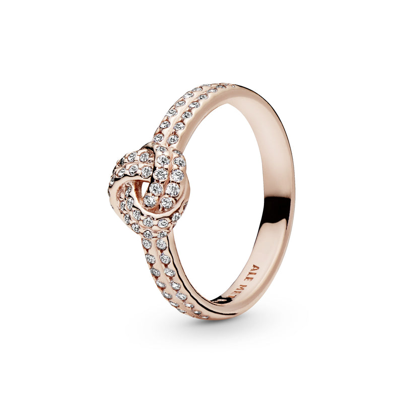 PANDORA Rose love knot ring with clear cubic zirconia
