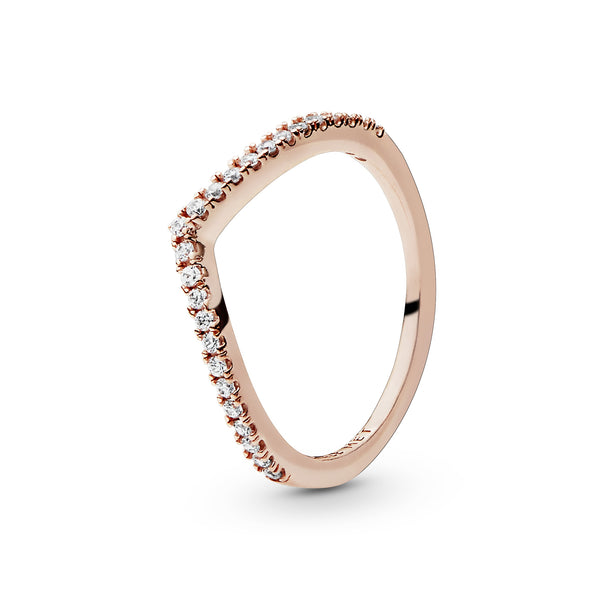 Wishbone 14k Rose Gold-plated ring with clear cubic zirconia