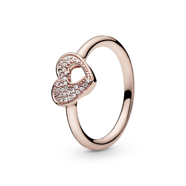 PANDORA Rose heart ring with clear cubic zirconia