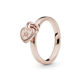 Heart padlock 14k Rose Gold-plated ring