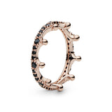 Crown 14k Rose Gold-plated ring with black crystal