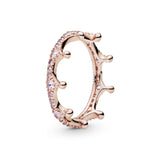 Crown 14k Rose Gold-plated ring with orchid pink and blush pink crystal