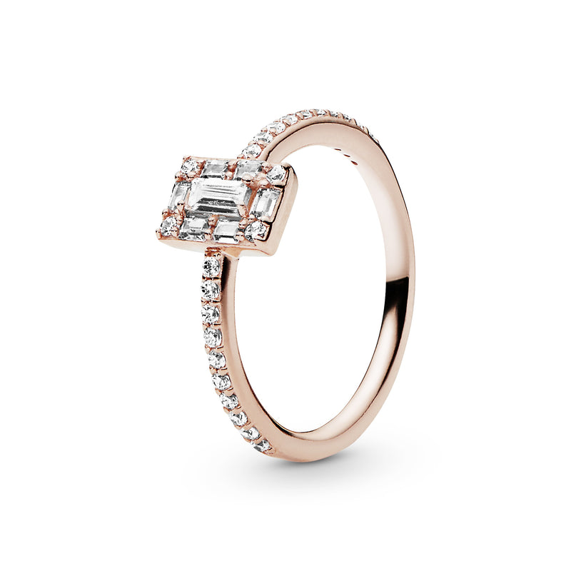 Ice cube 14k Rose Gold-plated ring with clear cubic zirconia