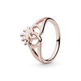 Interlocked crowned hearts 14k Rose Gold-plated ring