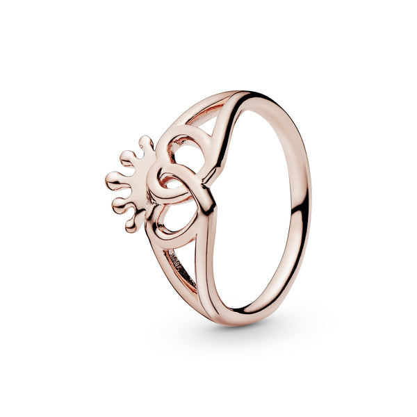 Interlocked crowned hearts 14k Rose Gold-plated ring