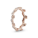 Flower 14k Rose Gold-plated ring with clear cubic zirconia