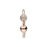 Open 14k Rose Gold-plated ring with clear cubic zirconia