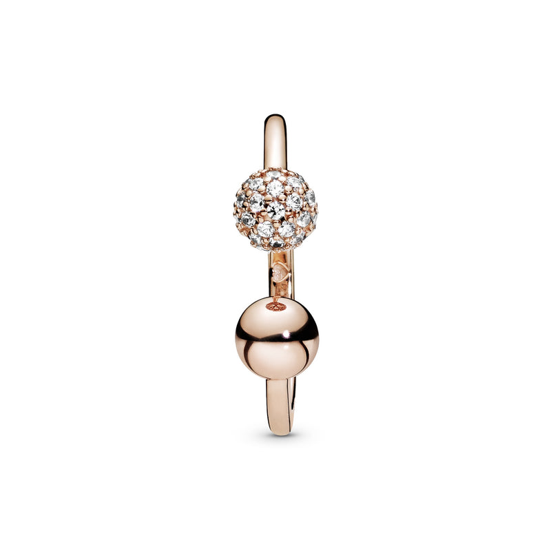 Open 14k Rose Gold-plated ring with clear cubic zirconia