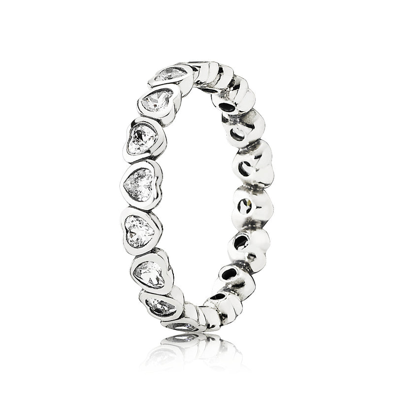 Heart silver ring with cubic zirconia