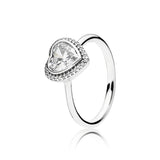 Heart silver ring with cubic zirconia
