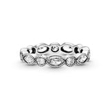 Round and oval eternity silver ring with cubic zirconia