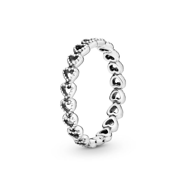 Openwork heart silver ring