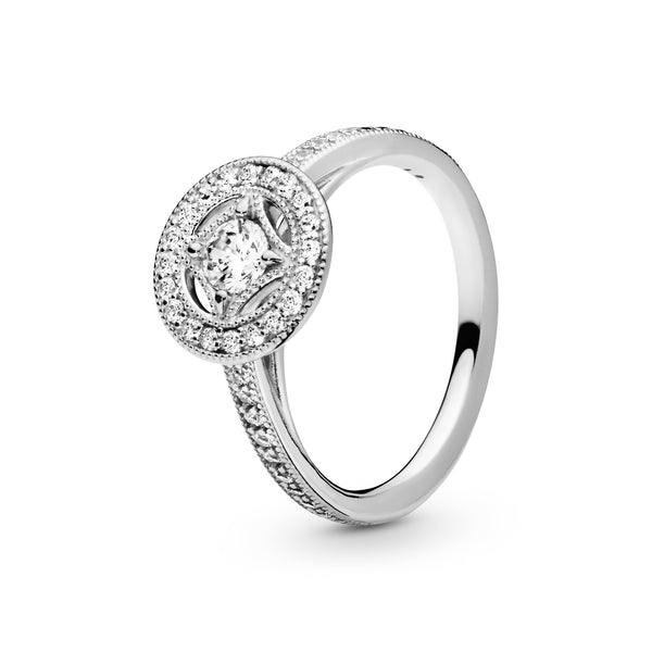 Silver ring with clear cubic zirconia