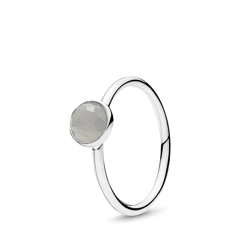 June birthstone silver ring with grey moonstone, 6 mm