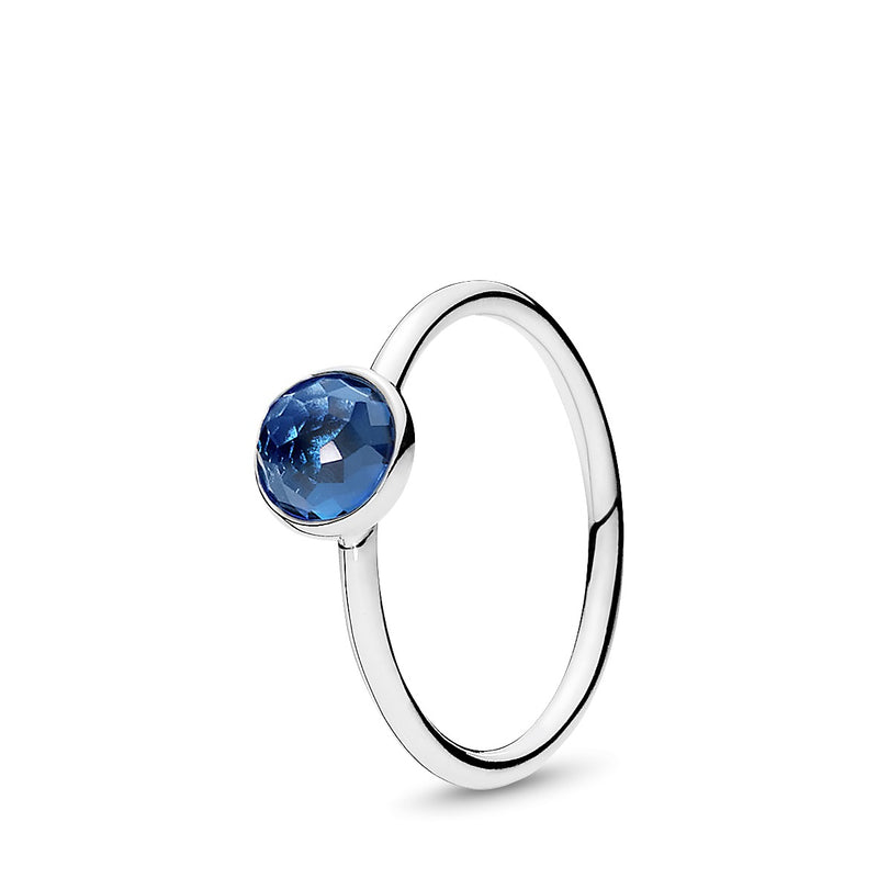 December birthstone silver ring with London blue crystal, 6 mm