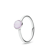 October birthstone silver ring with opalescent pink crystal, 6 mm