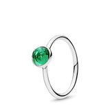 May birthstone silver ring with royal green crystal, 6 mm