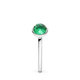 May birthstone silver ring with royal green crystal, 6 mm